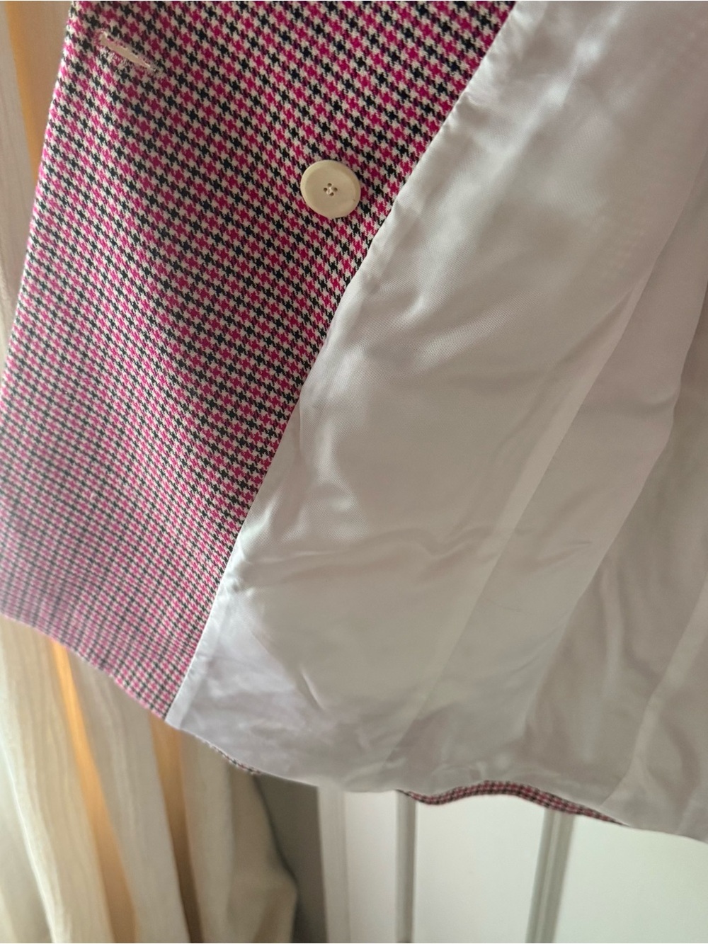 Maje Pink Houndstooth Double-Breasted Blazer - Picture 9 of 16